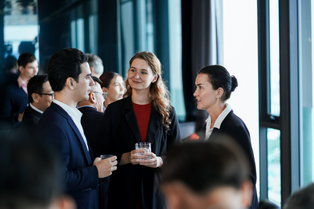 Sales professionals at an industry event